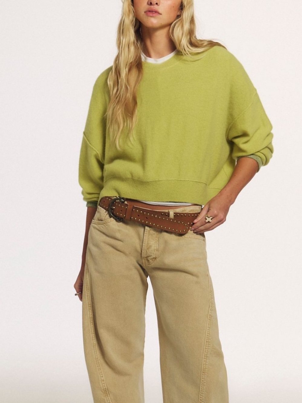 SOLSTICE CASHMERE PULLOVER APPLE GREEN HEATHER